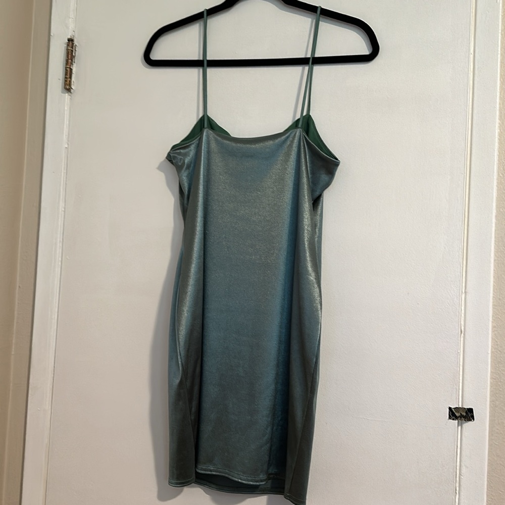 Topshop sage green shimmer mini slip dress - Picture 6 of 6
